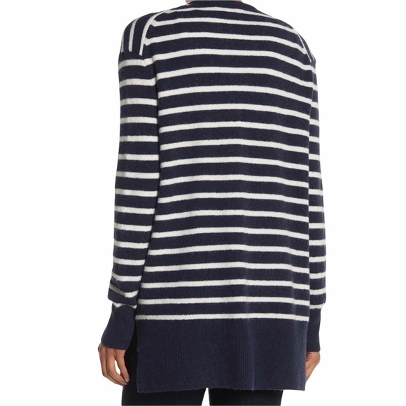 Madewell Cozy Walker Striped Cardigan Open Front Navy Blue White Size XS M0706 - Picture 2 of 11